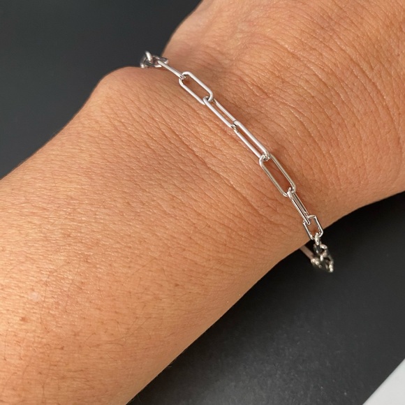 Solid Real 925 Sterling Silver Dainty Chain Bracelet Italy Woman Gift - Picture 5 of 12